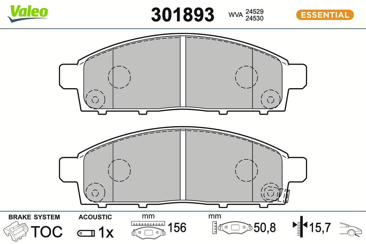 Jeu de 4 plaquettes de frein VALEO ref. 301893